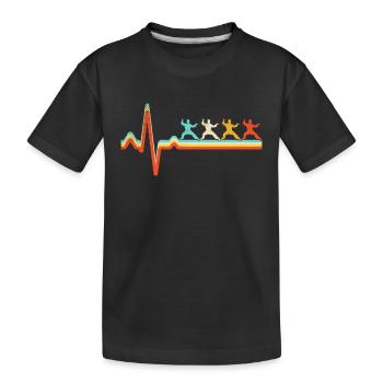 Kampfsport Retro Herzschlag - Kinder Premium Bio T-Shirt - Schwarz - Vorne