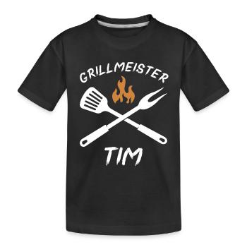 Grillmeister Tim - Kinder Premium Bio T-Shirt - Schwarz - Vorne
