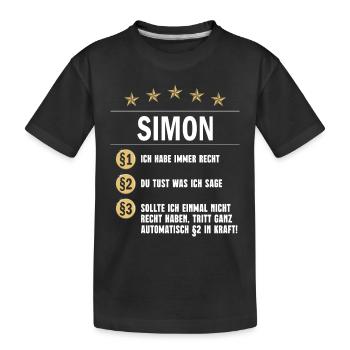 Simon Habe immer Recht Namenstag - Kinder Premium Bio T-Shirt - Schwarz - Vorne
