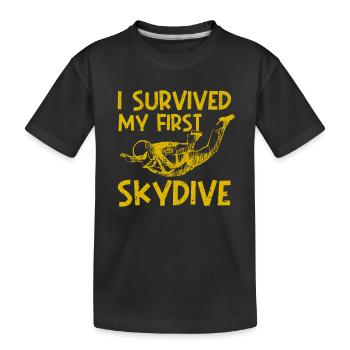 Lustiges Fallschirmspringen Ich habe meinen ersten - Kinder Premium Bio T-Shirt - Schwarz - Vorne