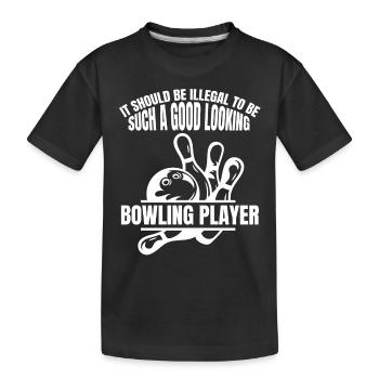 Bowling Skittles, Bowler Skittles, Gift Bowling Ball - Kids' Premium Organic T-Shirt - black - Front