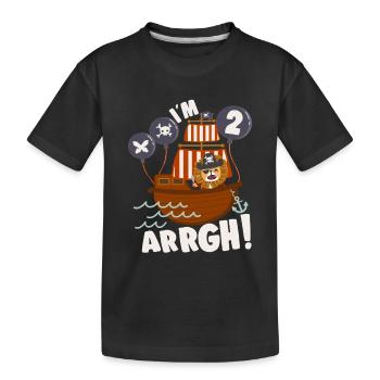Birthday Pirate 2 Years Old Bday Party Gift Idea - Kids' Premium Organic T-Shirt - black - Front