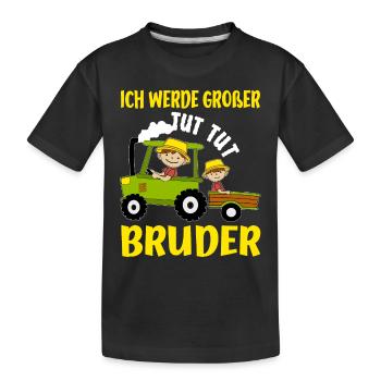 Großer Bruder Bauern Brüder Ankündigung Idee - Kinder Premium Bio T-Shirt - Schwarz - Vorne