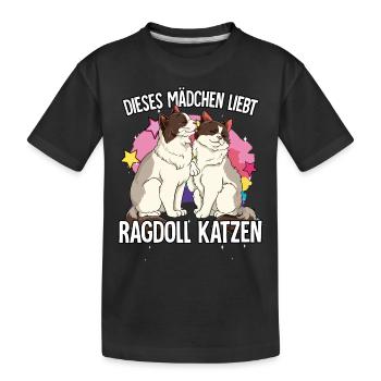 Dieses Mädchen liebt Ragdoll Katzen - Kinder Premium Bio T-Shirt - Schwarz - Vorne