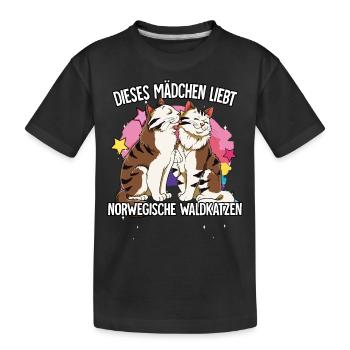 Dieses Mädchen liebt Norwegische Waldkatzen - Kinder Premium Bio T-Shirt - Schwarz - Vorne