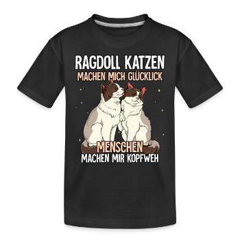 Ragdoll Katzen - Kinder Premium Bio T-Shirt - Schwarz - Vorne