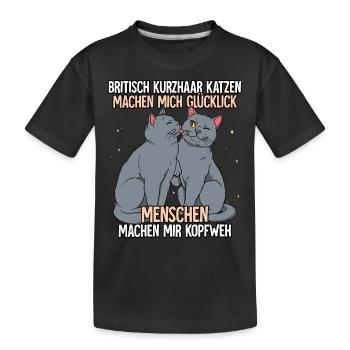 Britisch Kurzhaar Katzen - Kinder Premium Bio T-Shirt - Schwarz - Vorne