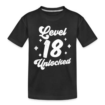 Level 18 Unlocked Celebration Eighteen Birthday - Kids' Premium Organic T-Shirt - black - Front