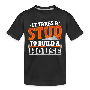 Il faut un poteau pour construire un charpentier de maison - T-shirt bio Premium Enfant - noir - Devant