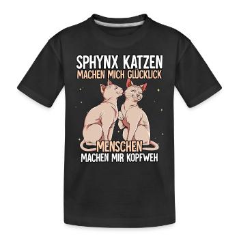Sphynx Katzen - Kinder Premium Bio T-Shirt - Schwarz - Vorne