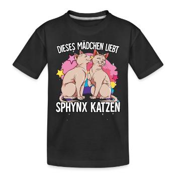 Dieses Mädchen liebt Sphynx Katzen - Kinder Premium Bio T-Shirt - Schwarz - Vorne