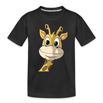 Giraffe niedliches Geschenk Giraffenkopf Tier Zoo - Kinder Premium Bio T-Shirt - Schwarz - Vorne