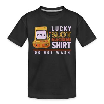 Slot machine, Player, Gambling - Kids' Premium Organic T-Shirt - black - Front