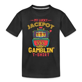Slot machine, Player, Gambling - Kids' Premium Organic T-Shirt - black - Front