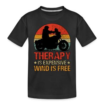 La thérapie coûte cher le vent est gratuit moto - T-shirt bio Premium Enfant - noir - Devant