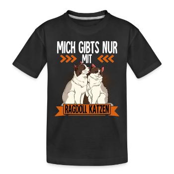 Ragdoll Katze - Kinder Premium Bio T-Shirt - Schwarz - Vorne