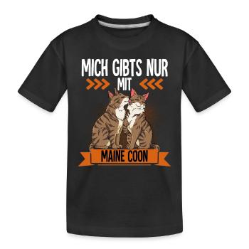 Maine Coon Katze - Kinder Premium Bio T-Shirt - Schwarz - Vorne