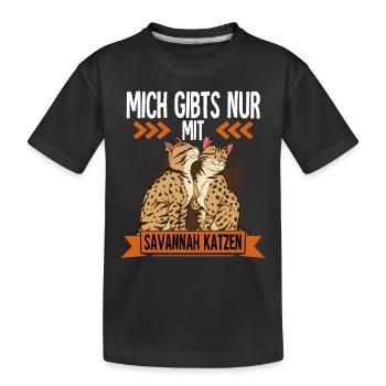 Savannah Katze - Kinder Premium Bio T-Shirt - Schwarz - Vorne