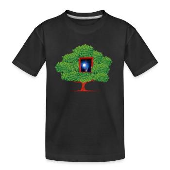 Baum Fenster Nacht Abstrakt - Kinder Premium Bio T-Shirt - Schwarz - Vorne