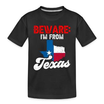 Achtung: Ich Komme Aus Texas Texaner Texanisch - Kinder Premium Bio T-Shirt - Schwarz - Vorne