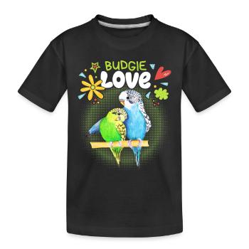 Perruche, couple amoureux, perruches - T-shirt bio Premium Enfant - noir - Devant