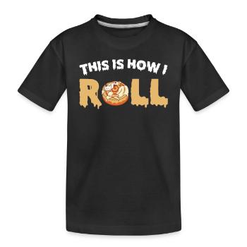 Funny pun with cinnamon rolls - Kids' Premium Organic T-Shirt - black - Front