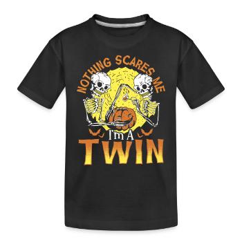 Nothing Scares Me I'm A Twin Halloween Twins - Kinder Premium Bio T-Shirt - Schwarz - Vorne