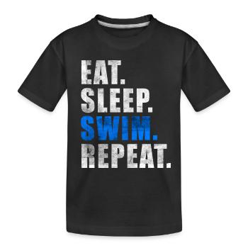 EAT SLEEP SWIM REPEAT Swimming Lifeguard Float - Kids' Premium Organic T-Shirt - black - Front
