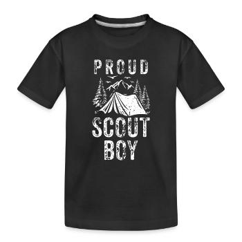 Stolzer Pfadfinder Junge Sprüche Zeltlager Sippe - Kinder Premium Bio T-Shirt - Schwarz - Vorne