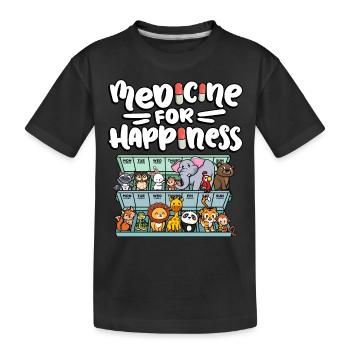 Medicine for Happiness Cute Zoo - Kids' Premium Organic T-Shirt - black - Front