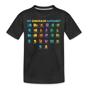 Meine Dinosaurier-Liebhaber ABC Kinder Dino Alphabet - Kinder Premium Bio T-Shirt - Schwarz - Vorne
