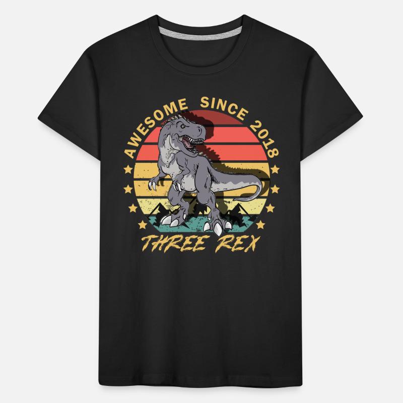 Kinder Drei Rex 3. Geburtstag Dinosaurier, T Rex Mädchen Kinder Premium Bio T-Shirt