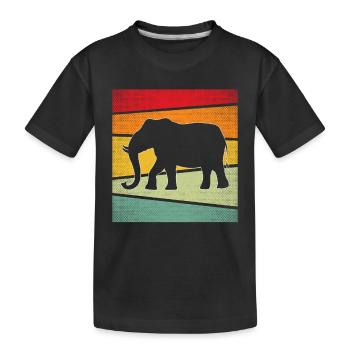 Elefant Retro - Kinder Premium Bio T-Shirt - Schwarz - Vorne