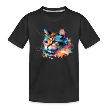 Cute little cat For cat lovers Colorful - Kids' Premium Organic T-Shirt - black - Front