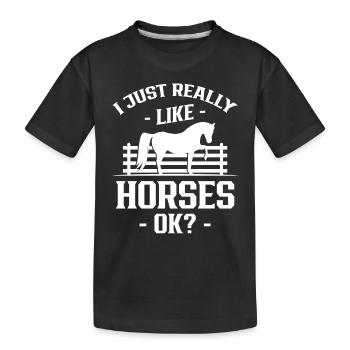 Ich Mag Pferde Einfach Sehr Reiten Reiter Pferd - Kinder Premium Bio T-Shirt - Schwarz - Vorne