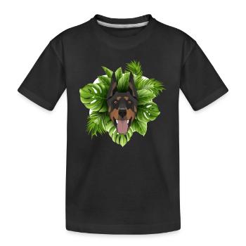 Tropical Dobermann - Kinder Premium Bio T-Shirt - Schwarz - Vorne