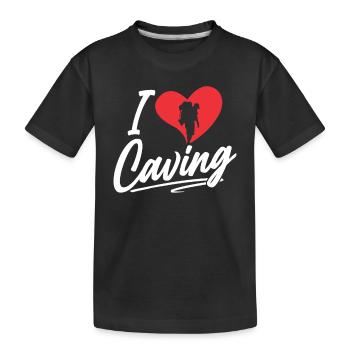 I love caving caving caving - Kids' Premium Organic T-Shirt - black - Front