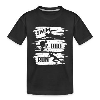 Swim Bike Run Triathlete Triathlon Triathlete - Kids' Premium Organic T-Shirt - black - Front