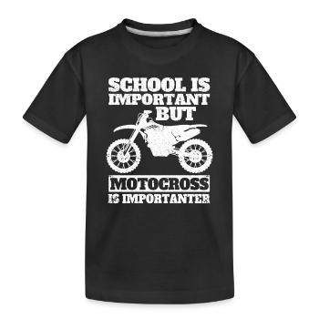 Schule ist wichtig, aber Motocross ist noch - Kinder Premium Bio T-Shirt - Schwarz - Vorne