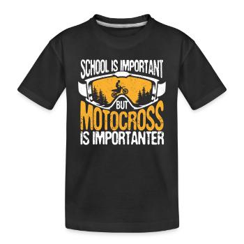 Schule ist wichtig, aber Motocross ist noch - Kinder Premium Bio T-Shirt - Schwarz - Vorne