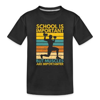 L’école est importante, mais les muscles sont plus importants - T-shirt bio Premium Enfant - noir - Devant