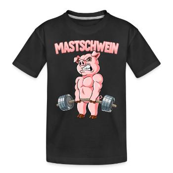 Mastschwein Bodybuilding Fitness Gym - Kinder Premium Bio T-Shirt - Schwarz - Vorne