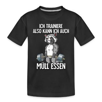 Waschbär Bodybuilding Fitness Gym - Kinder Premium Bio T-Shirt - Schwarz - Vorne
