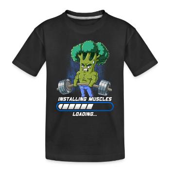 Brokkoli Muskeln Aufbauen Bodybuilding Fitness Gym - Kinder Premium Bio T-Shirt - Schwarz - Vorne