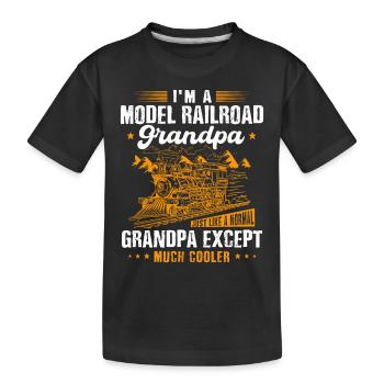 Railway fan, locomotive, railway conductor - Kids' Premium Organic T-Shirt - black - Front