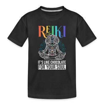 Spiritueller Reiki Chakra Eenergie - Kinder Premium Bio T-Shirt - Schwarz - Vorne