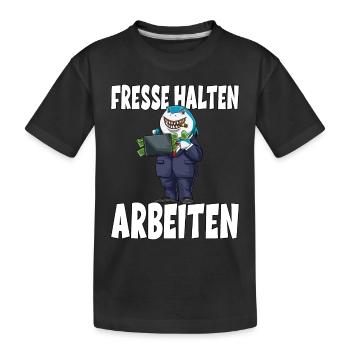 Arbeiten Hai Chef Kapitalismus - Kinder Premium Bio T-Shirt - Schwarz - Vorne