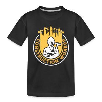 Construction workers Construction Team Teamwork Construction site - Kids' Premium Organic T-Shirt - black - Front