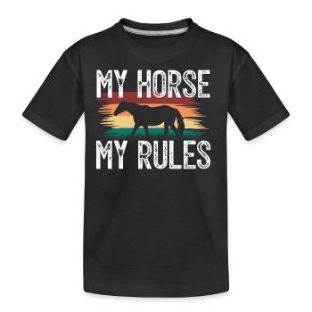 My Horse, My rules. cadeau chevalier . cavalière. - T-shirt bio Premium Enfant - noir - Devant