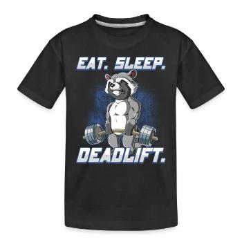 Waschbär Bodybuilding Fitness Gym Deadlift - Kinder Premium Bio T-Shirt - Schwarz - Vorne